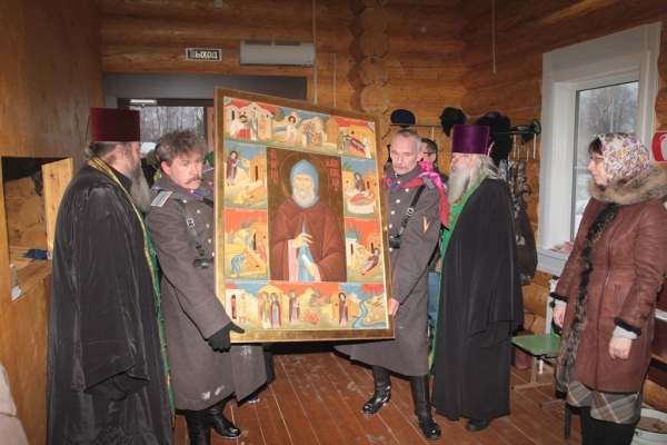 На приходе с. Верхняя Тойма встретили новую икону местночтимого святого прп. Сергия Малопинежского